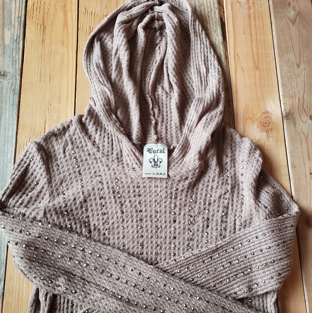 Vocal Brown Rhinestone Hoodie